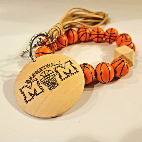 Wood Bead Keychain Etsy