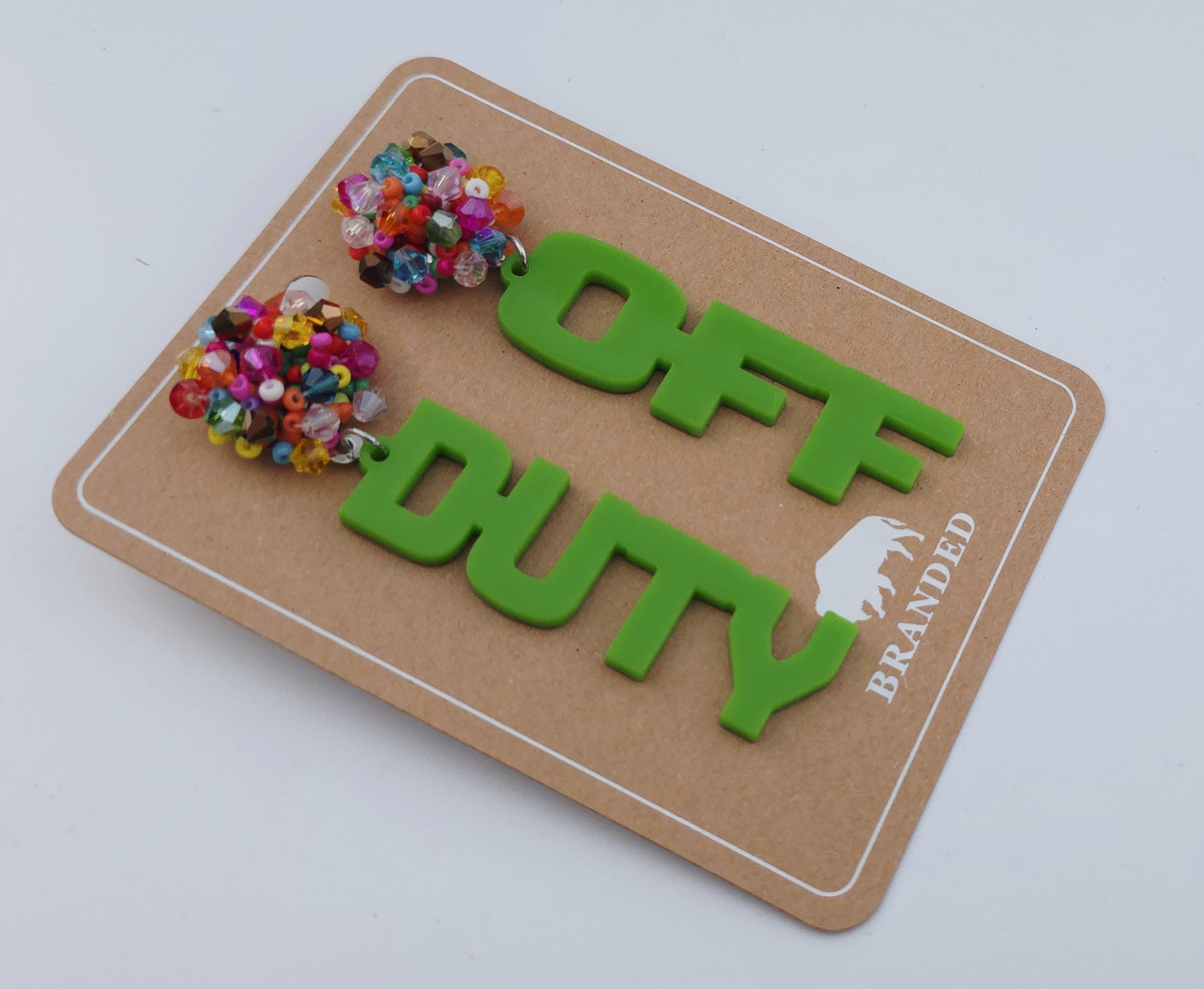 Personalized Custom Game Day Earrings 3/4 inch bead topper-High School-College-Football-Team Name-Spirit Wear Gear-Birthday Gift