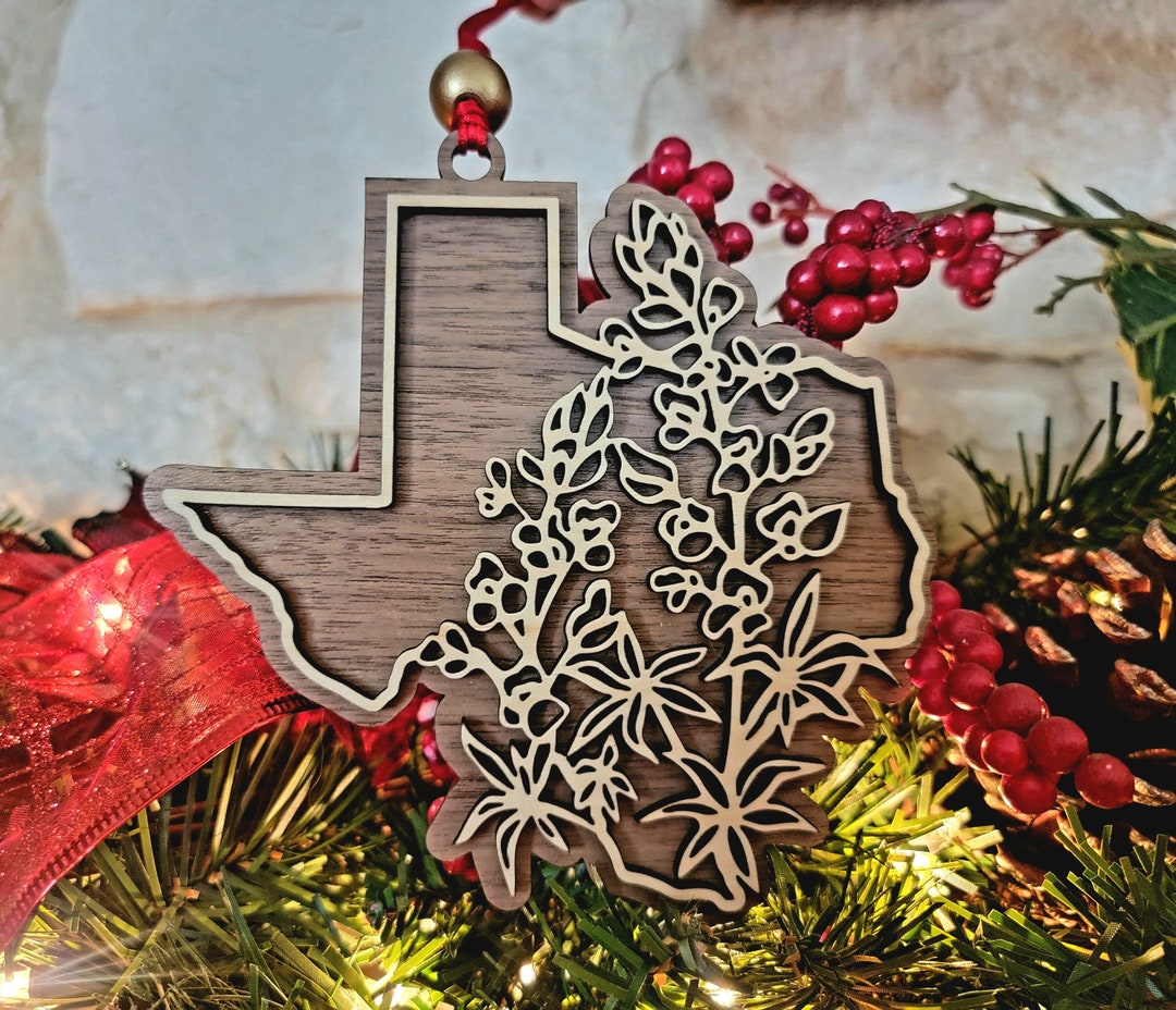 Texas Bluebonnet Christmas Ornament - Texas Bluebonnet Ornament - Wood ...