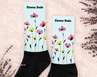 Flower Dude Socks, Flower Man Socks, Flower Dude Proposal, Printed Wedding Party Socks, Wedding Socks, Groomsmen Socks, Groomsmen Gift