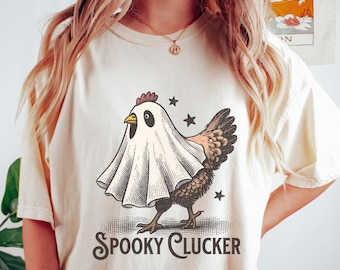 Spöklik kycklingskjorta, Halloween-kycklingskjorta, rolig kycklingskjorta, rolig Halloween-t-shirt, bondgårds-Halloween-skjorta, spökkycklingskjorta
