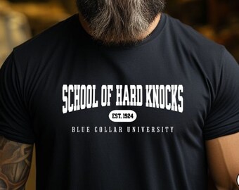 Chemise col bleu School Of Hard Knocks, Cadeaux rigolos avec col bleu, Chemise de monteur de lignes, Chemise de soudeur, Chemise d'entrepreneur, Chemise de mécanicien, Col bleu