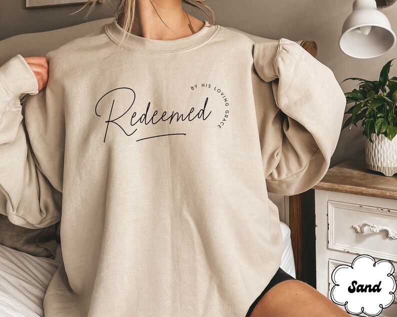Redeemed Christian sweatshirt, Saved Shirt, Minimalist Christian Sweatshirt, Worship Sweatshirt, Religious Sweater, New Christian Gift bild 1