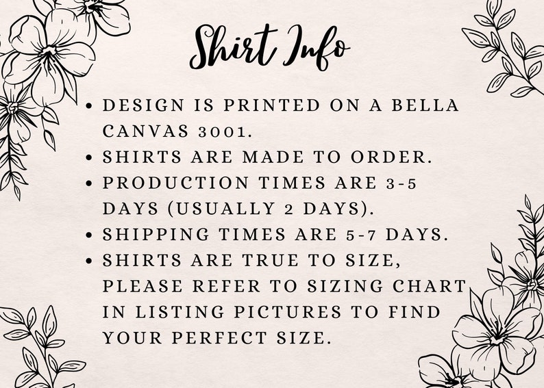Pode incluir: Informa&ccedil;&atilde;o da Camiseta: O design &eacute; impresso em um Bella Canvas 3001. As camisetas s&atilde;o feitas sob encomenda. Os tempos de produ&ccedil;&atilde;o s&atilde;o de 3 a 5 dias (geralmente 2 dias). Os tempos de envio s&atilde;o de 5 a 7 dias. As camisetas s&atilde;o de tamanho real, consulte a tabela de tamanhos nas imagens da lista para encontrar o seu tamanho perfeito.
