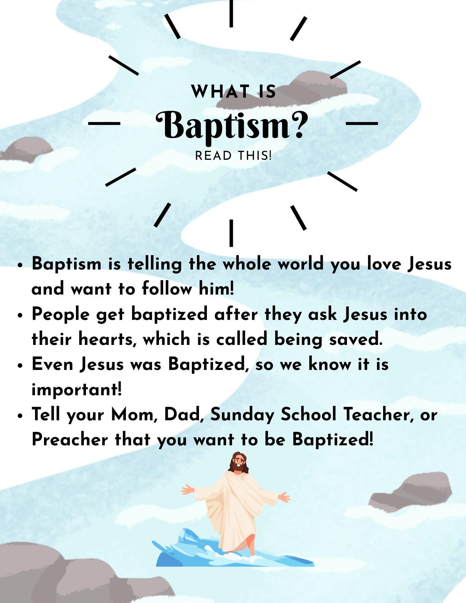 Baptism for Kids Digital Download, Bible Digital Download, Sunday School Lesson, Youth Ministry, VBS, Homeschool lessons, Kids Ministry