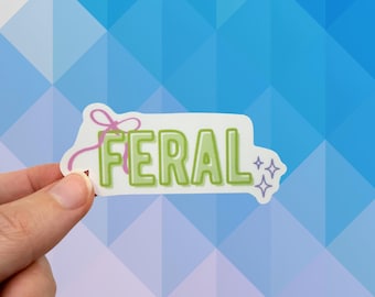 feral sticker funny handmade decal gift idea girly unhinged laptop waterbottle sticker relatable scrapbook decal