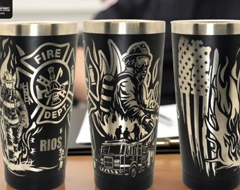Firefighter Personalized Tumbler: Stainless Steel, Insulated, Travel Mug with Laser Engraved Name and Title