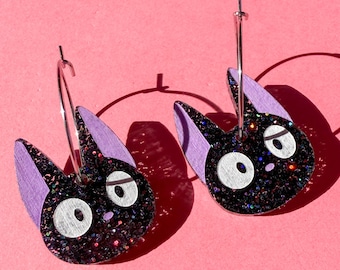 Jiji Katzenohrringe || Kikis Lieferservice Studio Ghibli Anime Süß Kawaii Schwarz Handgemacht Schmuck Geschenk