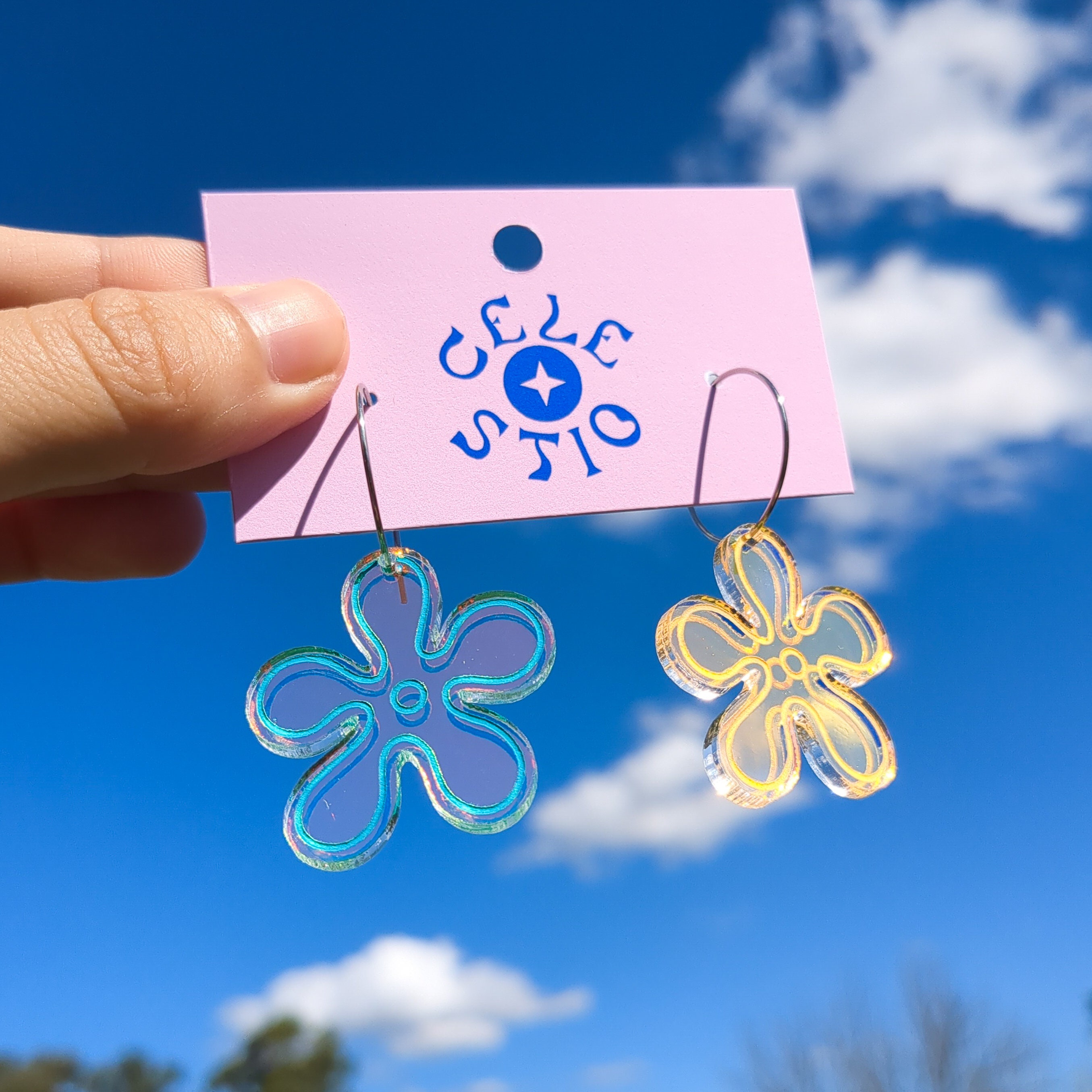 Spongebob Squarepants Holographic Flower Acrylic Earrings - Etsy