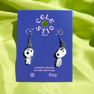 Kodama Ohrringe || Prinzessin Mononoke Studio Ghibli Anime Laser Cut Ohrstecker Handmade Acryl Schmuck Schmuck Geschenk