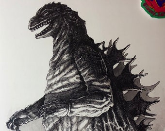 Gojira 11"x14" Poster Print - Reproducción firmada de la obra de arte original de Louis Hart.