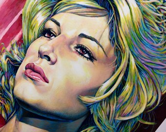 Monica Vitti Portrait High Quality Giclée Art Print - 8"x10" & 11"x14" - Reproducción firmada de pintura acrílica original por Louis Hart