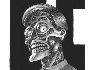 Obey - Ilustración original de lavado con pluma y tinta - 11"x14" en papel de acuarela de 300 gsm - Obra de arte original firmada por Louis Hart