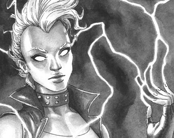 Storming - Ilustración original de lavado con pluma y tinta - 11"x14" en papel de acuarela de 300 gsm - Obra de arte original firmada por Louis Hart