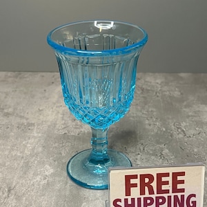Vintage Small Glass Goblet - Aqua Blue/Turquoise