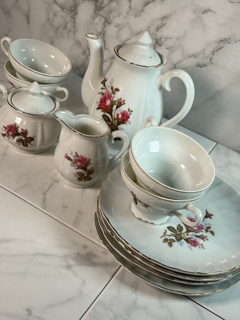 Vintage Moss Rose Tea Set Made in Japan GREAT Condition Etsy