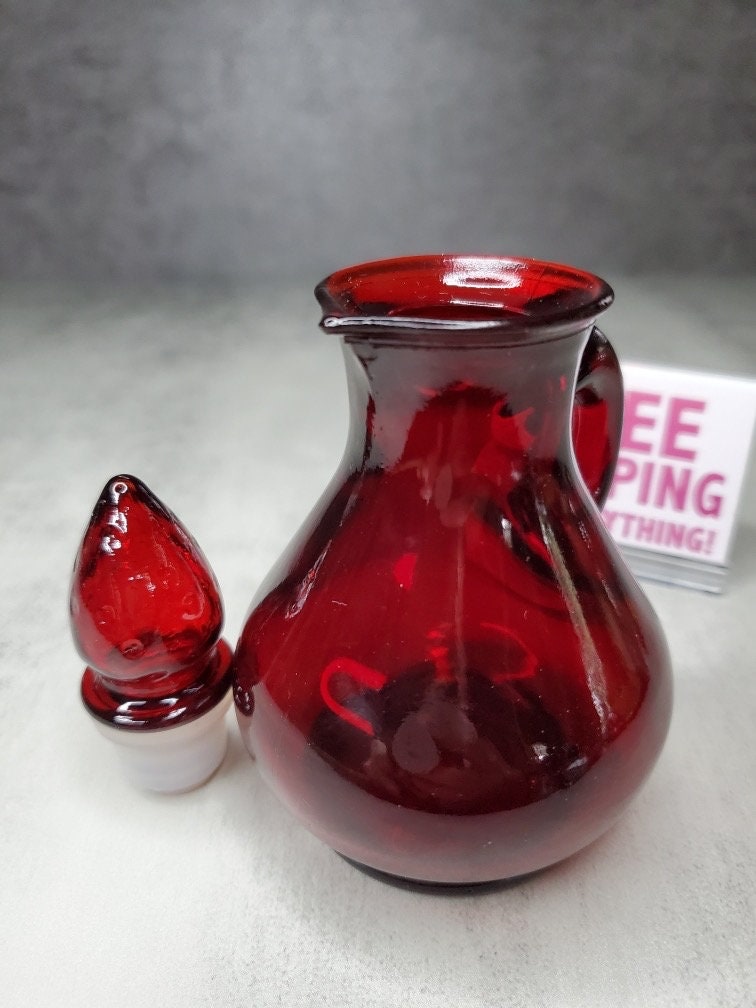 Avon Red Glass Bottle Strawberry Bath Foam empty Vintage Etsy