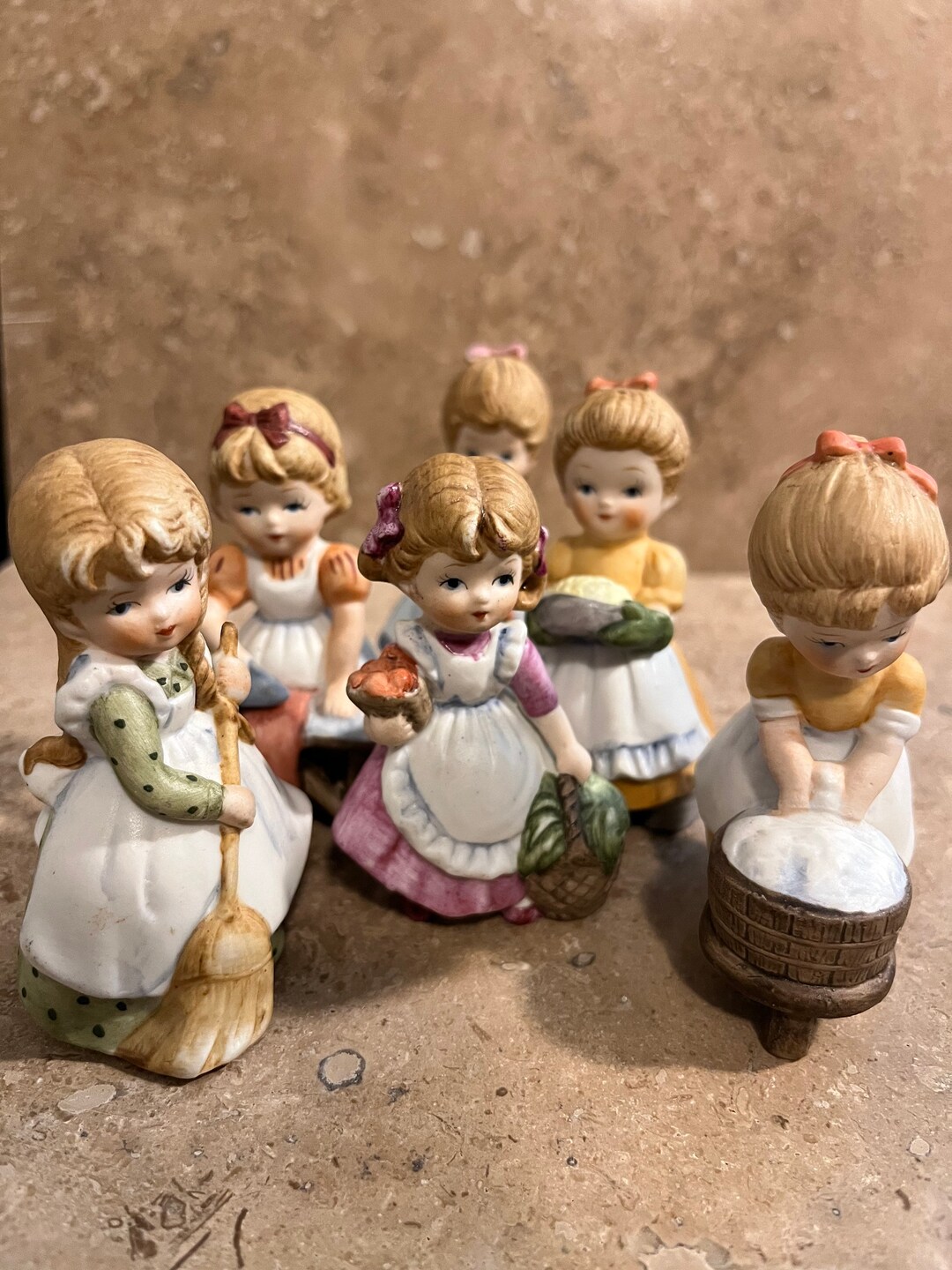 Vintage Little Girl Figurines Days of the Week Set of 6 Etsy