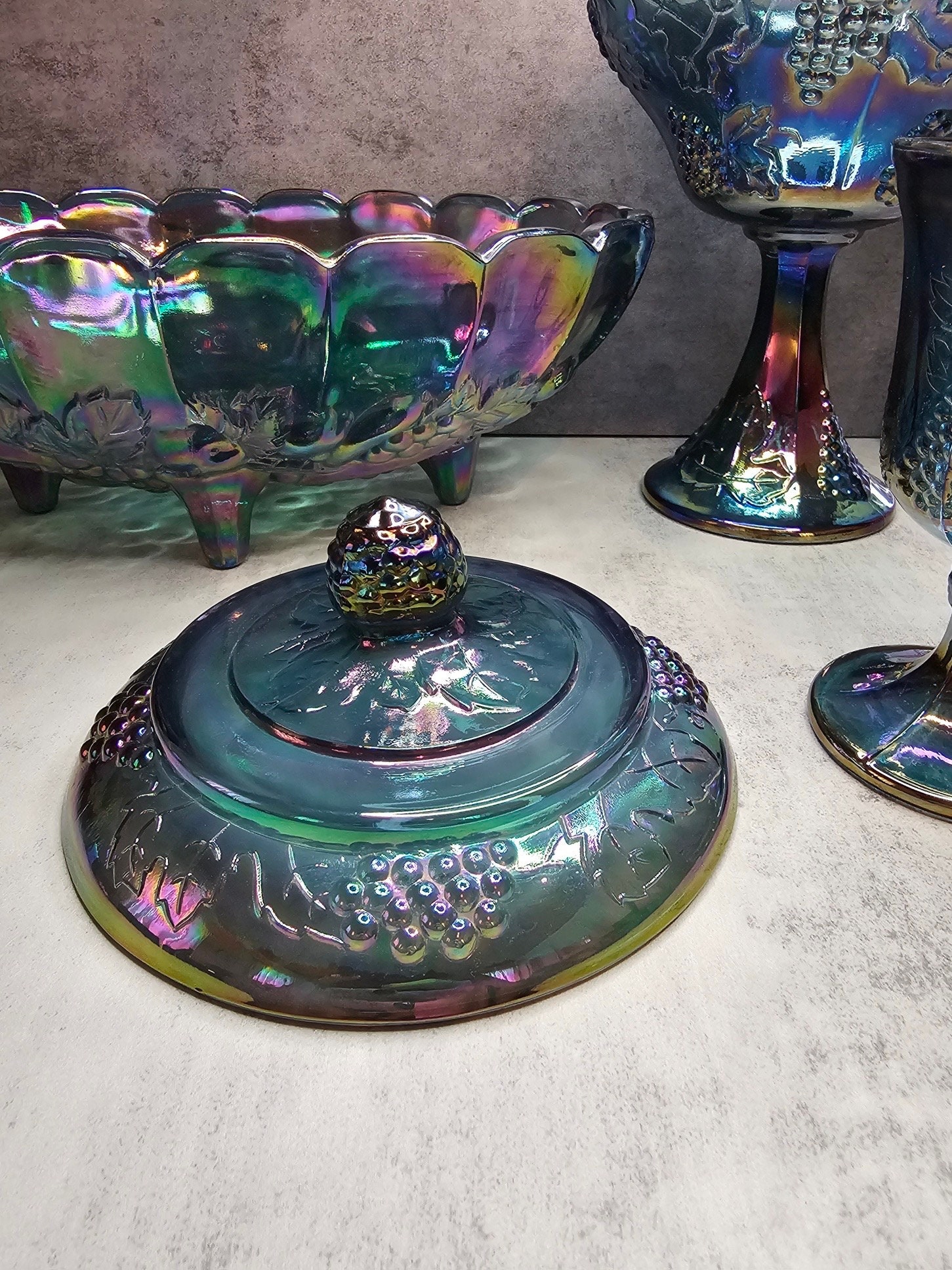 人気スポー新作 Carnival Vintage Piece 3 Glass Cup & Dish, Candy Bowl, - Set 花瓶・フラワースタンド