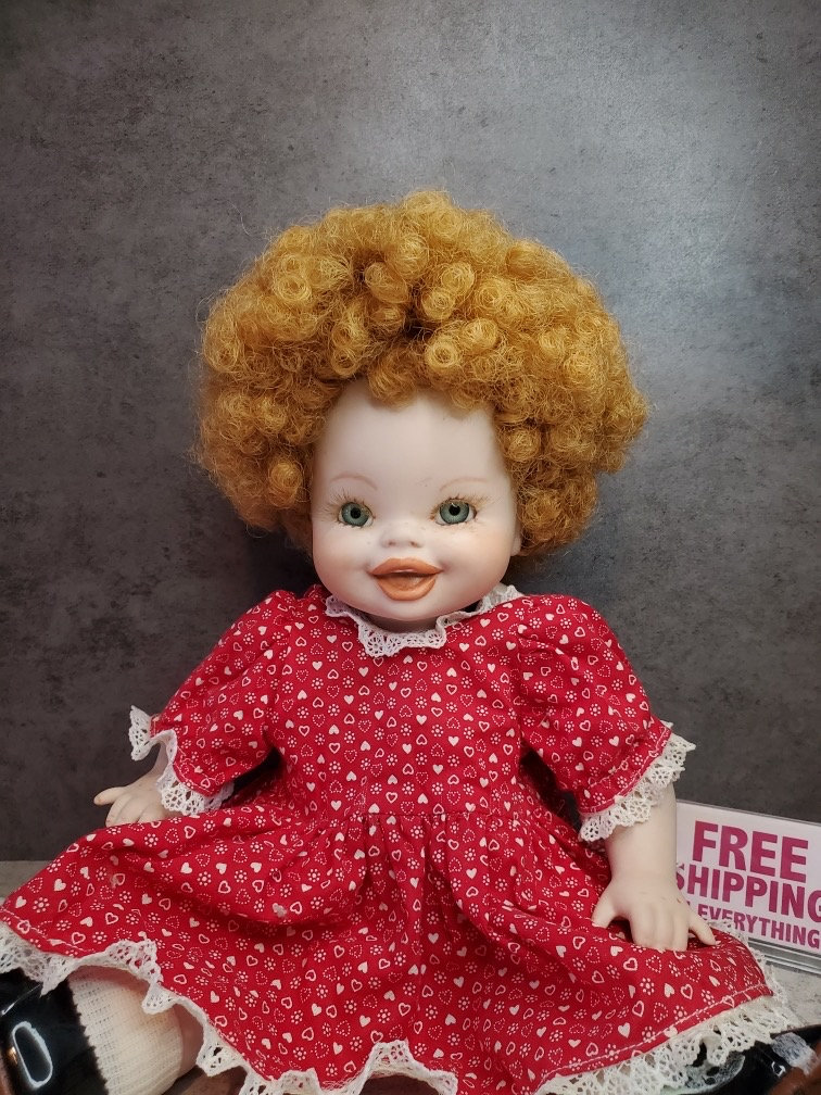 Doll with red curly hair clearance
