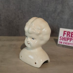 Vintage keramische poppenkopbuste - handgeschilderd gezicht