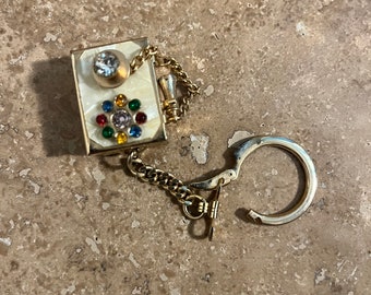 Vintage Locket Trinket Box Rotary Phone on Keychain