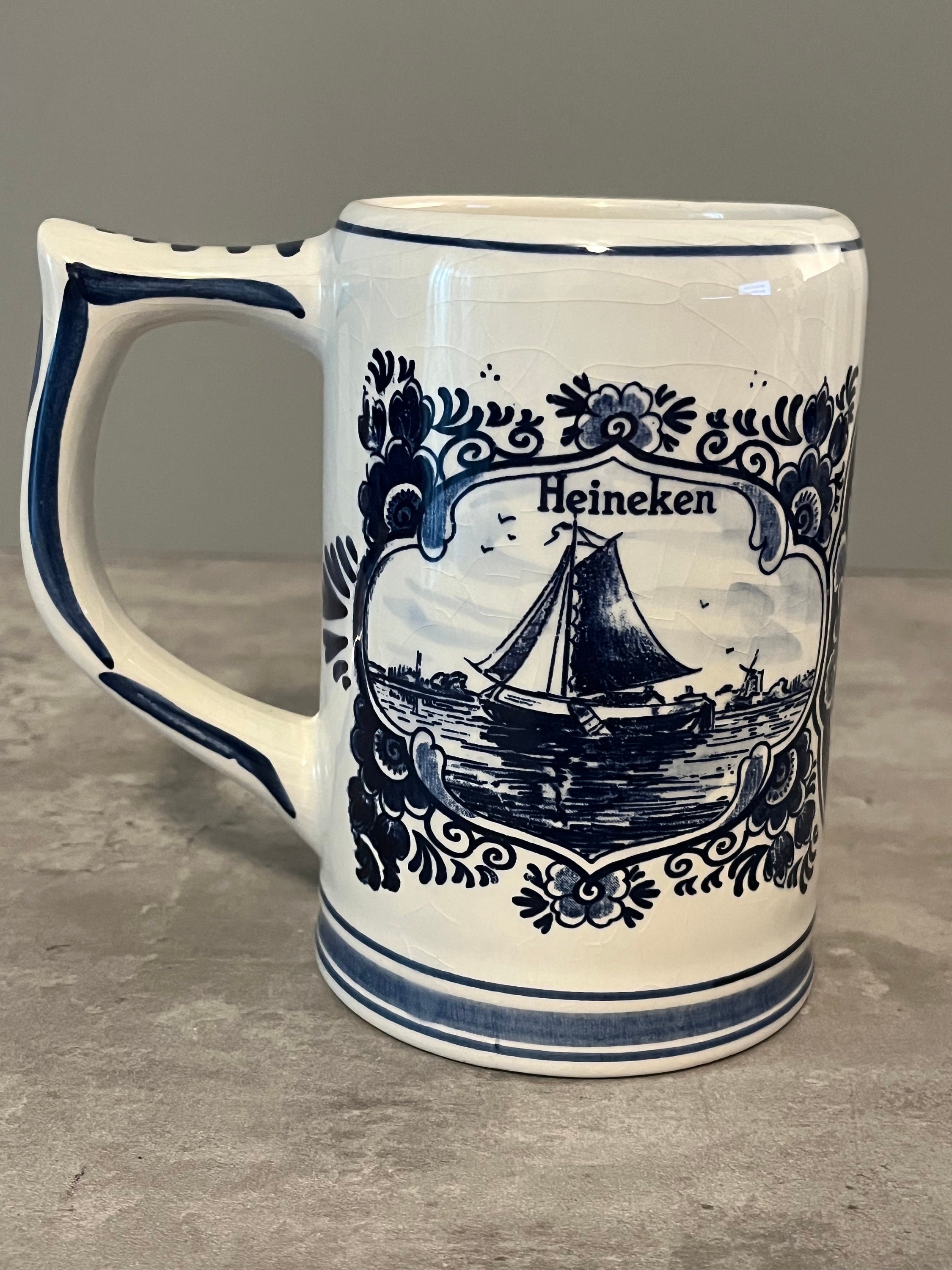 Hand Painted Blue Delfts Heineken Beer Mug Large Mug - Etsy