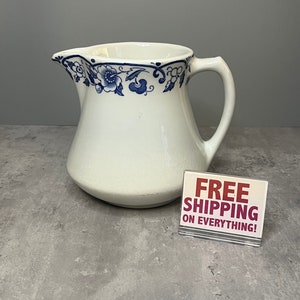 Shenango Restaurant Ware Creamer / Small Pitcher - Blue and White - Vintage