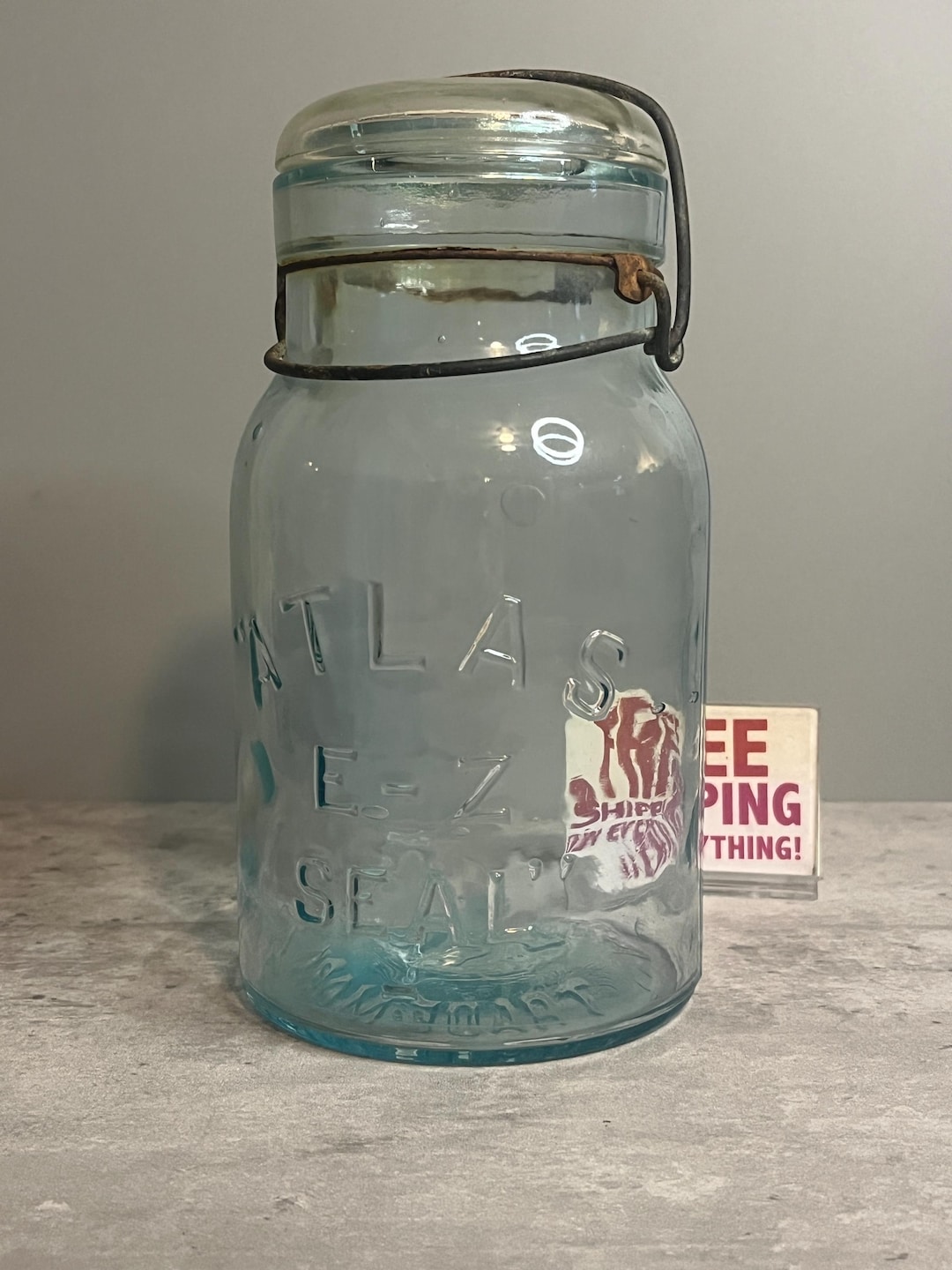 Vintage Atlas E-Z Seal Glass Mason Jar - Aqua / Blue - Etsy