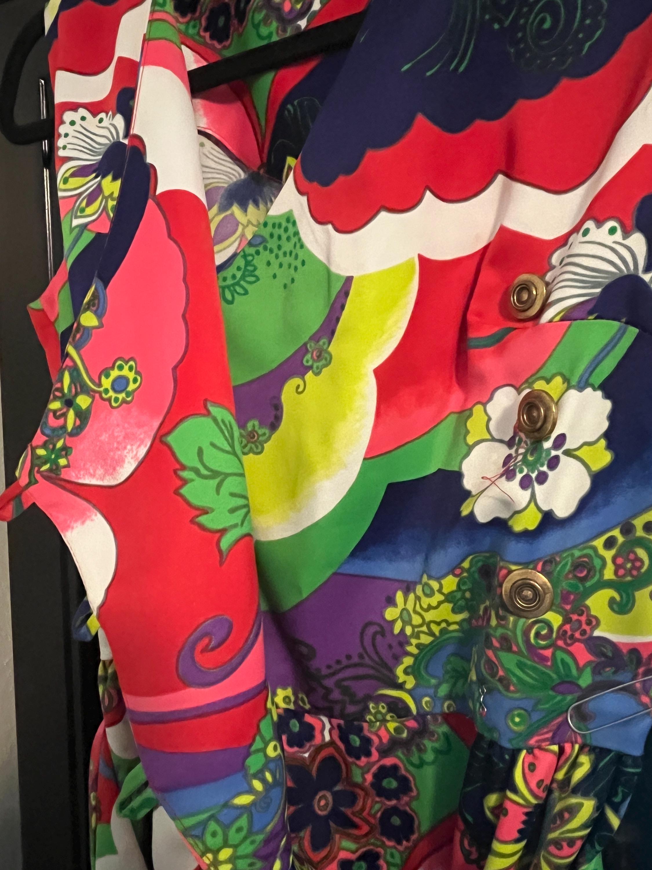 Treat ürself Floral vintage like dress Vintage Concept 70's Swirl Floral Pattern Multi Color