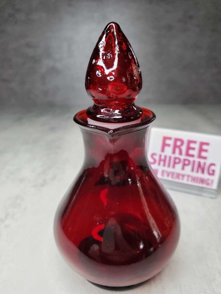 Avon Red Glass Bottle Strawberry Bath Foam empty Vintage Etsy