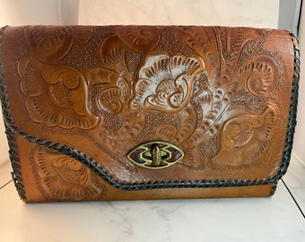 Vintage Tooled Leather Handbag - Mexico