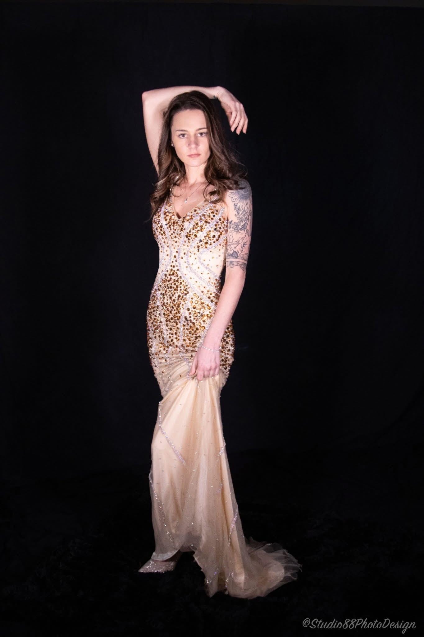 formal dresses cary nc Adrianna Papell Beaded Floral Godet Gown main image 1