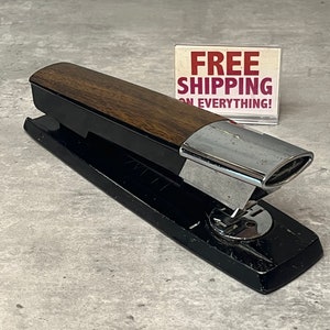 Vintage Swingline Metal Stapler - Black with Faux Wood