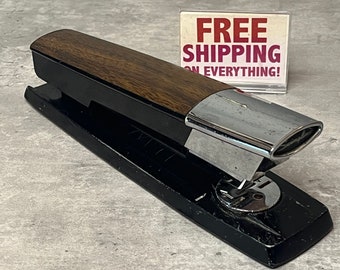 Vintage Swingline Metal Stapler - Black with Faux Wood