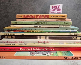 Set of 12 Vintage Hardback Children's Books: Decor Display