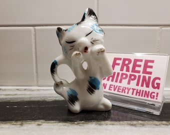 vintage Figurine en porcelaine de chat - MCM