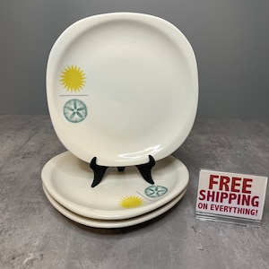 Set of 3 Syracuse China Small Plates - Sun and Sand Dollar Pattern