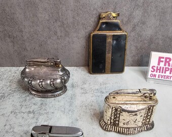 Vintage Table Lighter Set – Bentley, Silver Plated & Ronson Lighters