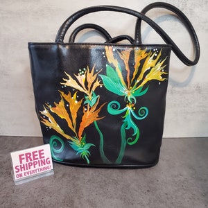 Upcycled Hand Painted Ladies Purse - One of a Kind - Floral Art