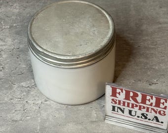 1950s Hazel Glass Milk Glass Jar – Aluminum Screw-On Lid – Vintage Vanity or Kitchen Storage