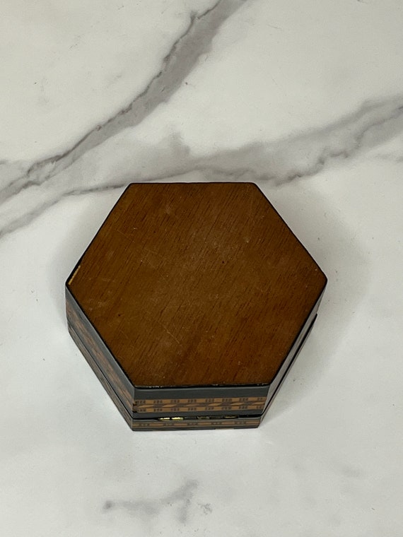 Small Trinket Box Vintage Inlaid Wood Gem