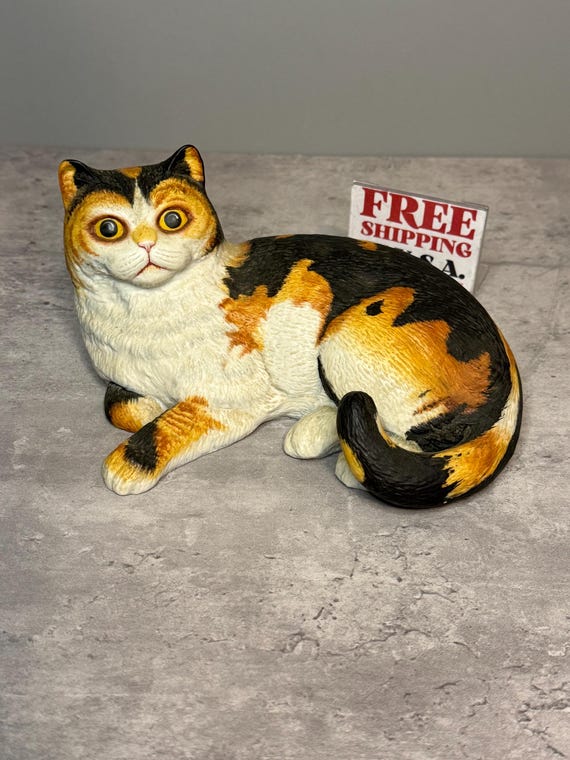 Vintage 1983 “spellbound” Cat Figurine – Eric Tenney, Orange Black
