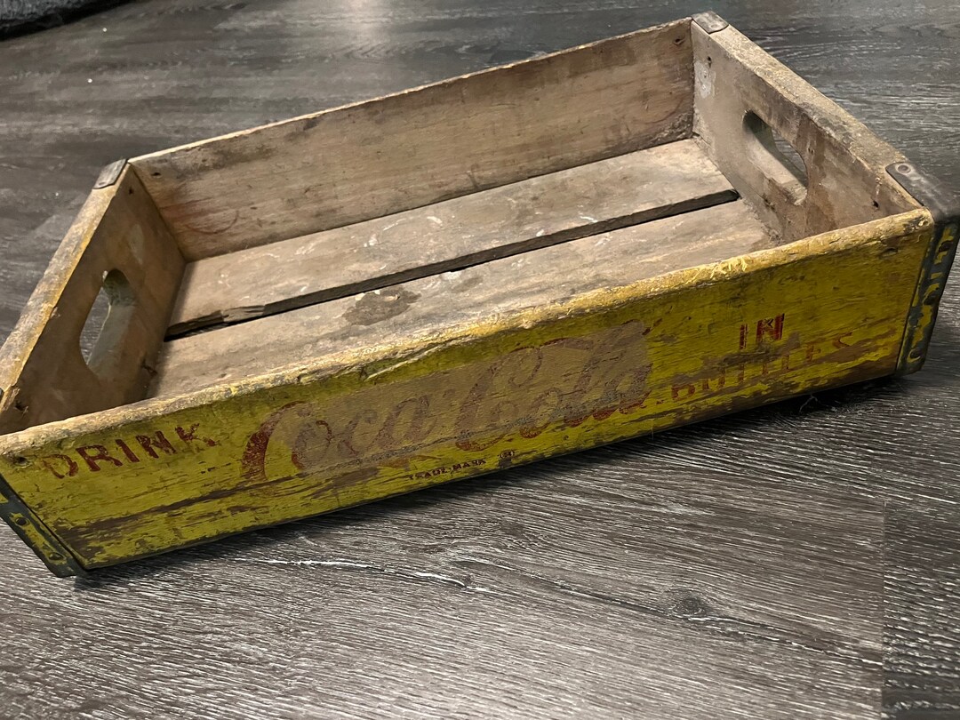 Vintage Coca Cola Yellow Wooden Crate - Etsy