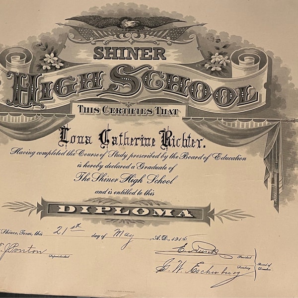 Texas High School Diploma Template Etsy
