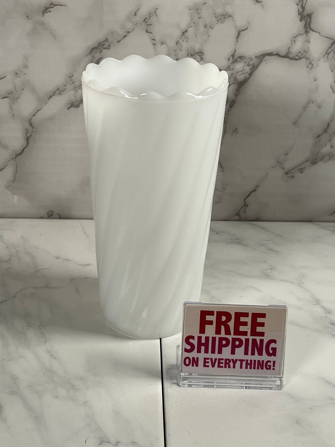 E.O. Brody White Milk Glass Vase Vintage Etsy