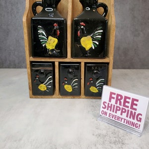 Oil & Spices Set Redware - Made in Japan - With Rack