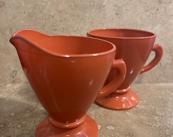 ヴィンテージ アンカーホッキング オレンジガラス クリーマー