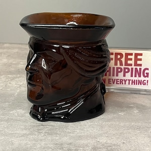 Paul Revere Vintage Avon Candle Holder - Trinket Cup - Brown Glass