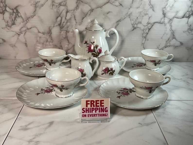 Vintage Moss Rose Tea Set Made in Japan GREAT Condition Etsy
